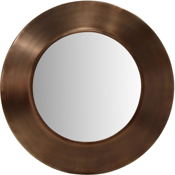 Meridian Furniture Sphere Round Iron Wall Mirror Open Frame Sculptural Accent for Entryways and Living Rooms Brown 24 inches 66003Brown-24M