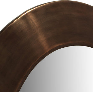 Meridian Furniture Sphere Round Iron Wall Mirror Open Frame Sculptural Accent for Entryways and Living Rooms Brown 24 inches 66003Brown-24M