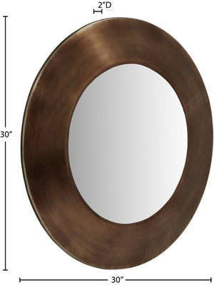 Meridian Furniture Sphere Round Iron Wall Mirror Open Frame Sculptural Accent for Entryways and Living Rooms Brown 30 inches 66003Brown-30M