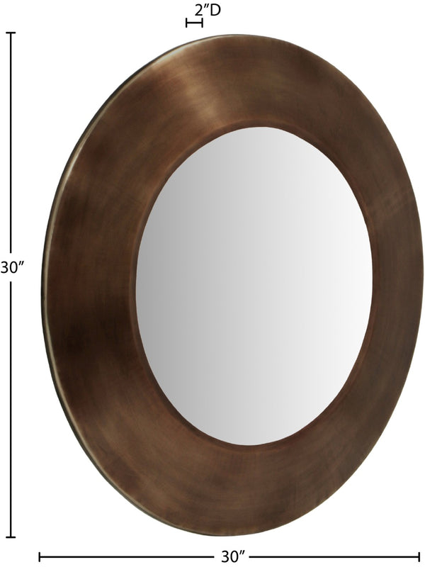 Meridian Furniture Sphere Round Iron Wall Mirror Open Frame Sculptural Accent for Entryways and Living Rooms Brown 30 inches 66003Brown-30M