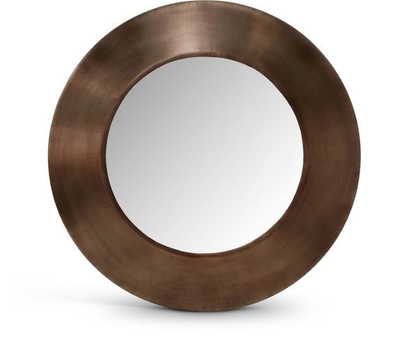 Meridian Furniture Sphere Round Iron Wall Mirror Open Frame Sculptural Accent for Entryways and Living Rooms Brown 30 inches 66003Brown-30M