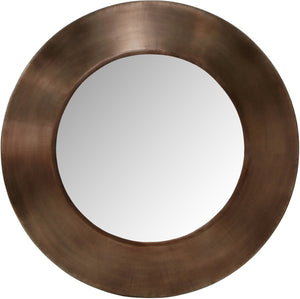 Meridian Furniture Sphere Round Iron Wall Mirror Open Frame Sculptural Accent for Entryways and Living Rooms Brown 30 inches 66003Brown-30M