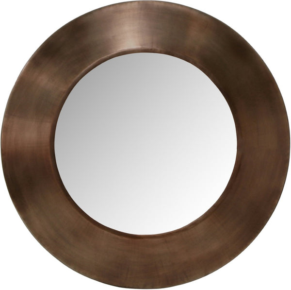 Meridian Furniture Sphere Round Iron Wall Mirror Open Frame Sculptural Accent for Entryways and Living Rooms Brown 30 inches 66003Brown-30M