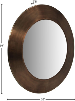 Meridian Furniture Sphere Round Iron Wall Mirror Open Frame Sculptural Accent for Entryways and Living Rooms Brown 36 inches 66003Brown-36M
