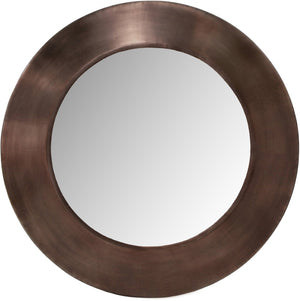 Meridian Furniture Sphere Round Iron Wall Mirror Open Frame Sculptural Accent for Entryways and Living Rooms Brown 36 inches 66003Brown-36M