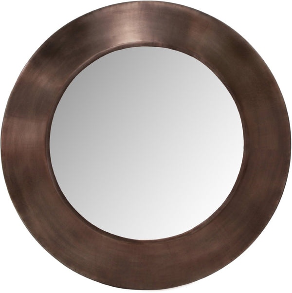 Meridian Furniture Sphere Round Iron Wall Mirror Open Frame Sculptural Accent for Entryways and Living Rooms Brown 36 inches 66003Brown-36M