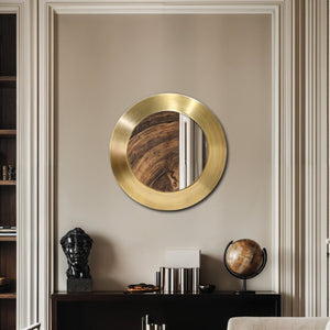 Meridian Furniture Sphere Round Iron Wall Mirror Open Frame Sculptural Accent for Entryways and Living Rooms Gold 24 inches 66003Gold-24M
