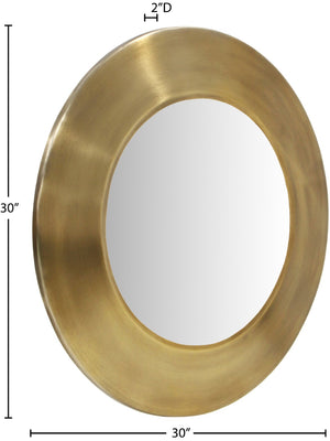 Meridian Furniture Sphere Round Iron Wall Mirror Open Frame Sculptural Accent for Entryways and Living Rooms Gold 30 inches 66003Gold-30M