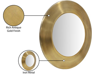 Meridian Furniture Sphere Round Iron Wall Mirror Open Frame Sculptural Accent for Entryways and Living Rooms Gold 30 inches 66003Gold-30M