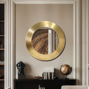 Meridian Furniture Sphere Round Iron Wall Mirror Open Frame Sculptural Accent for Entryways and Living Rooms Gold 30 inches 66003Gold-30M