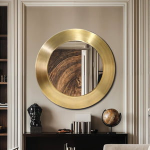 Meridian Furniture Sphere Round Iron Wall Mirror Open Frame Sculptural Accent for Entryways and Living Rooms Gold 36 inches 66003Gold-36M