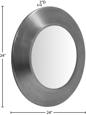 Meridian Furniture Sphere Round Iron Wall Mirror Open Frame Sculptural Accent for Entryways and Living Rooms Silver 24 inches 66003Silver-24M