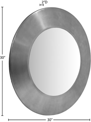Meridian Furniture Sphere Round Iron Wall Mirror Open Frame Sculptural Accent for Entryways and Living Rooms Silver 30 inches 66003Silver-30M