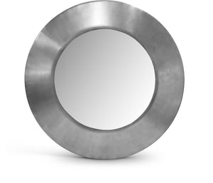 Meridian Furniture Sphere Round Iron Wall Mirror Open Frame Sculptural Accent for Entryways and Living Rooms Silver 30 inches 66003Silver-30M