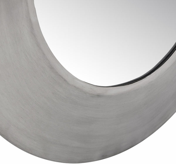 Meridian Furniture Sphere Round Iron Wall Mirror Open Frame Sculptural Accent for Entryways and Living Rooms Silver 30 inches 66003Silver-30M
