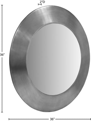 Meridian Furniture Sphere Round Iron Wall Mirror Open Frame Sculptural Accent for Entryways and Living Rooms Silver 36 inches 66003Silver-36M