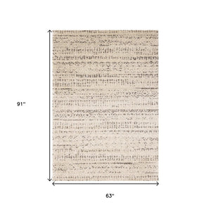 HomeRoots 5' Luxurious Cream and Brown Tribal Area Rug - Plush, Durable, and Ideal for Any Modern Space 5' X 8' 660040