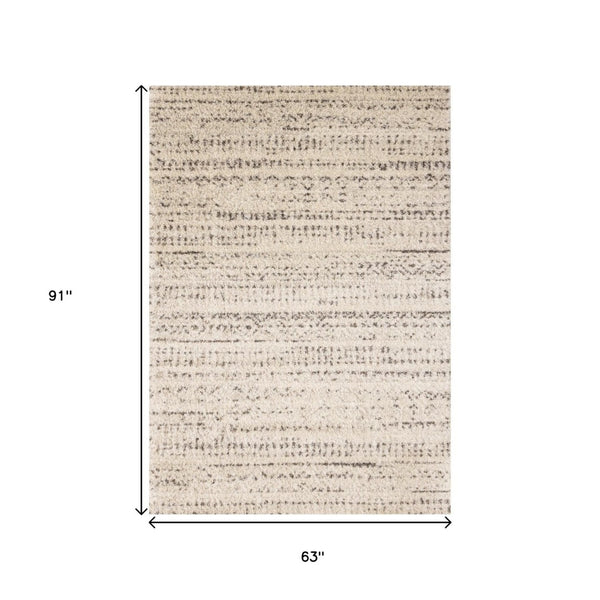 HomeRoots 5' Luxurious Cream and Brown Tribal Area Rug - Plush, Durable, and Ideal for Any Modern Space 5' X 8' 660040