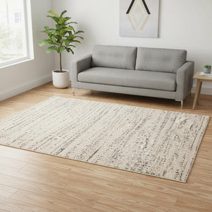 HomeRoots 5' Luxurious Cream and Brown Tribal Area Rug - Plush, Durable, and Ideal for Any Modern Space 5' X 8' 660040
