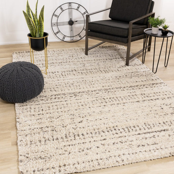HomeRoots 5' Luxurious Cream and Brown Tribal Area Rug - Plush, Durable, and Ideal for Any Modern Space 8' X 11' 660041