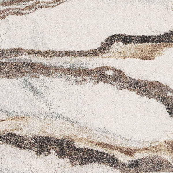 HomeRoots 5' Modern Abstract Area Rug in White and Gray – Soft, Durable, Stain-Resistant for Any Room 5' X 8' 660042