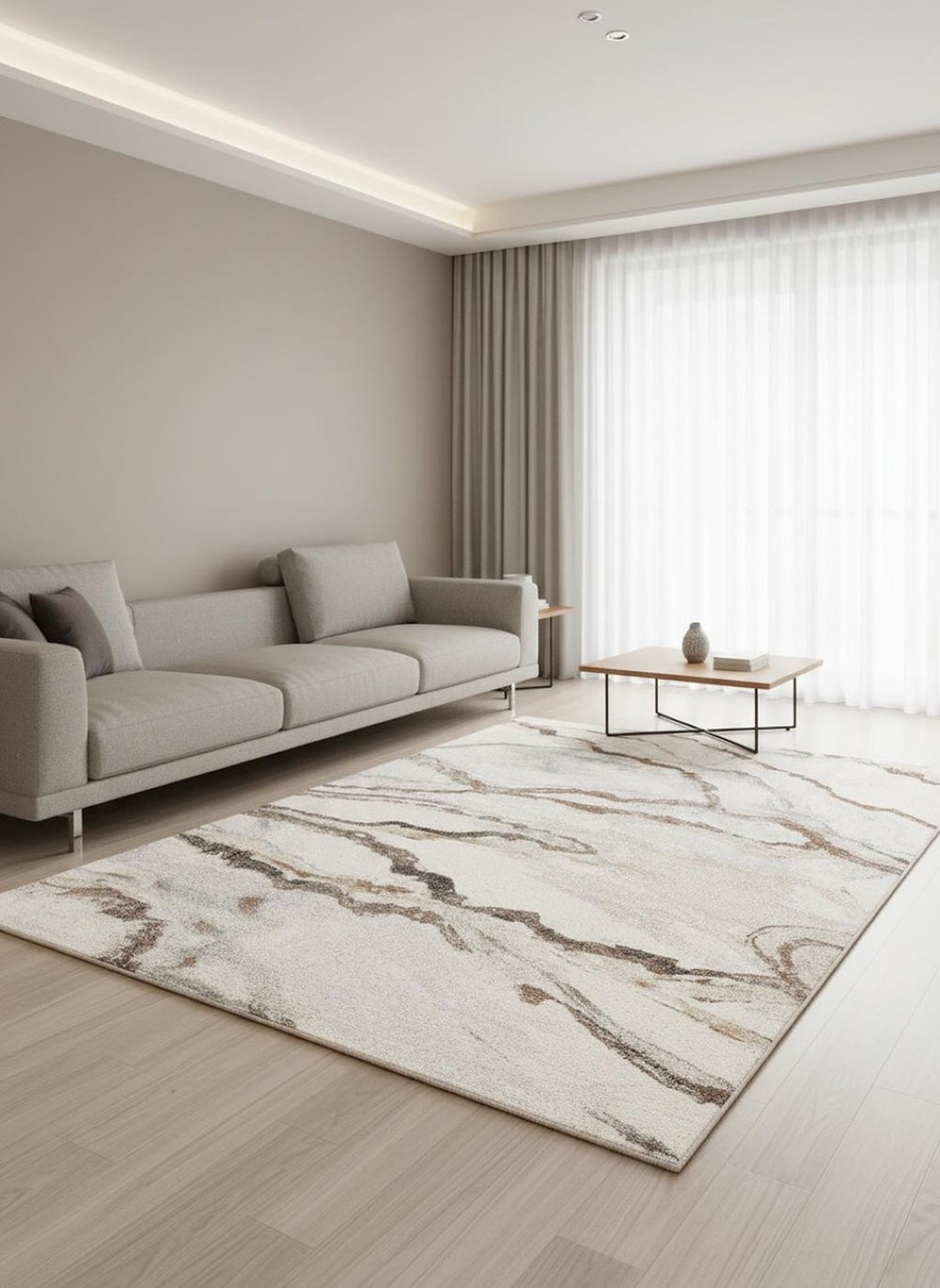 HomeRoots 5' Modern Abstract Area Rug in White and Gray – Soft, Durable, Stain-Resistant for Any Room 5' X 8' 660042