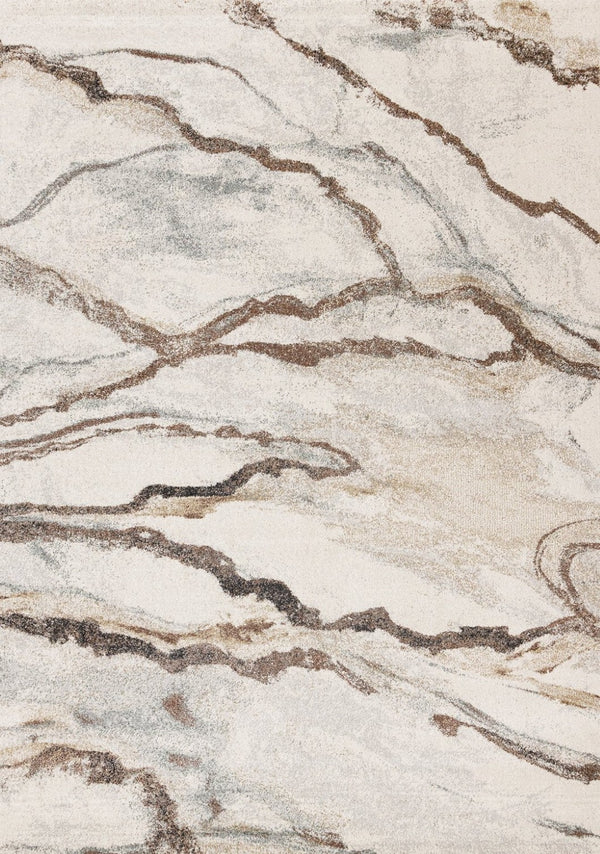HomeRoots 5' Modern Abstract Area Rug in White and Gray – Soft, Durable, Stain-Resistant for Any Room 5' X 8' 660042