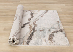 HomeRoots 5' Modern Abstract Area Rug in White and Gray – Soft, Durable, Stain-Resistant for Any Room 5' X 8' 660042