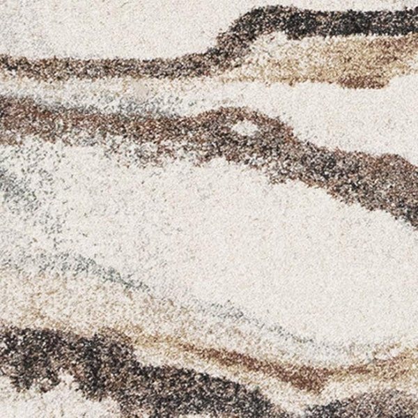 HomeRoots 5' Modern Abstract Area Rug in White and Gray – Soft, Durable, Stain-Resistant for Any Room 8' X 11' 660043
