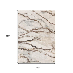 HomeRoots 5' Modern Abstract Area Rug in White and Gray – Soft, Durable, Stain-Resistant for Any Room 8' X 11' 660043
