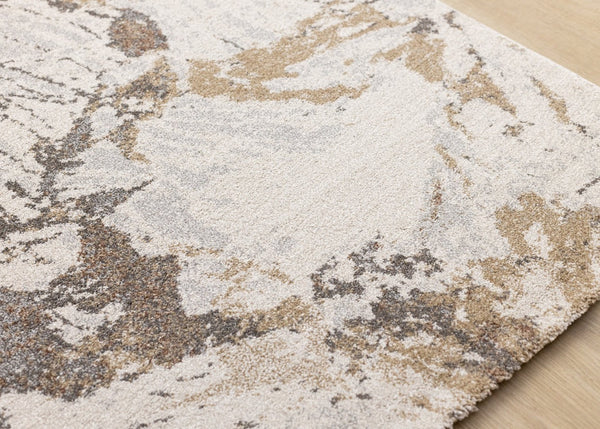HomeRoots 5' Contemporary White and Gray Abstract Area Rug - Soft, Durable, Stain-Resistant Comfort for Any Space 5' X 8' 660044