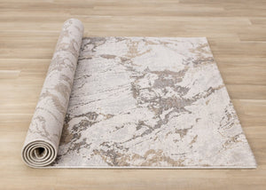 HomeRoots 5' Contemporary White and Gray Abstract Area Rug - Soft, Durable, Stain-Resistant Comfort for Any Space 5' X 8' 660044