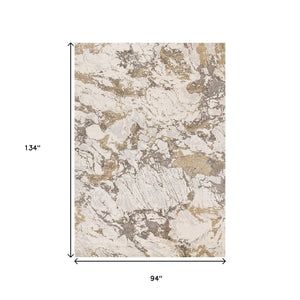 HomeRoots 5' Contemporary White and Gray Abstract Area Rug - Soft, Durable, Stain-Resistant Comfort for Any Space 8' X 11' 660045