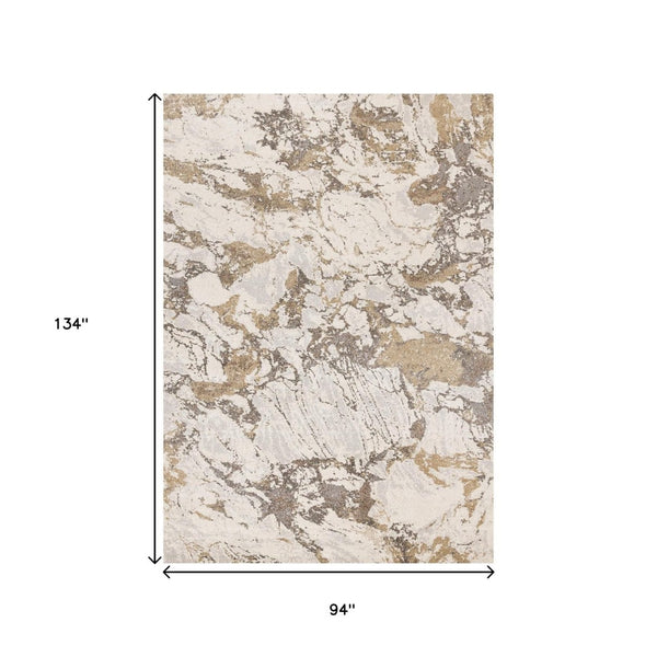 HomeRoots 5' Contemporary White and Gray Abstract Area Rug - Soft, Durable, Stain-Resistant Comfort for Any Space 8' X 11' 660045