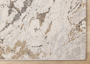 HomeRoots 5' Contemporary White and Gray Abstract Area Rug - Soft, Durable, Stain-Resistant Comfort for Any Space 8' X 11' 660045