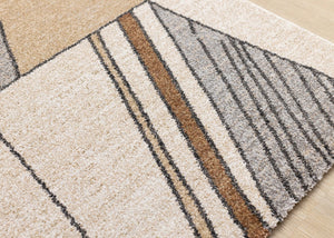 HomeRoots 5' Modern White and Black Geometric Area Rug - Durable, Stain-Resistant, Cozy Comfort for Any Room 5' X 8' 660046