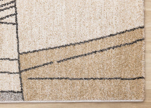 HomeRoots 5' Modern White and Black Geometric Area Rug - Durable, Stain-Resistant, Cozy Comfort for Any Room 5' X 8' 660046