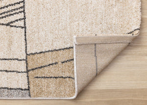 HomeRoots 5' Modern White and Black Geometric Area Rug - Durable, Stain-Resistant, Cozy Comfort for Any Room 5' X 8' 660046
