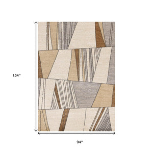 HomeRoots 5' Modern White and Black Geometric Area Rug - Durable, Stain-Resistant, Cozy Comfort for Any Room 8' X 11' 660047