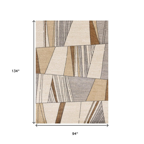 HomeRoots 5' Modern White and Black Geometric Area Rug - Durable, Stain-Resistant, Cozy Comfort for Any Room 8' X 11' 660047