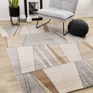 HomeRoots 5' Modern White and Black Geometric Area Rug - Durable, Stain-Resistant, Cozy Comfort for Any Room 8' X 11' 660047