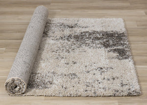 HomeRoots 5' Cream and Brown Abstract Area Rug - Modern, Plush, Stain-Resistant Design for Cozy Living Spaces 5' X 8' 660048