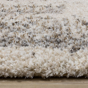 HomeRoots 5' Cream and Brown Abstract Area Rug - Modern, Plush, Stain-Resistant Design for Cozy Living Spaces 5' X 8' 660048