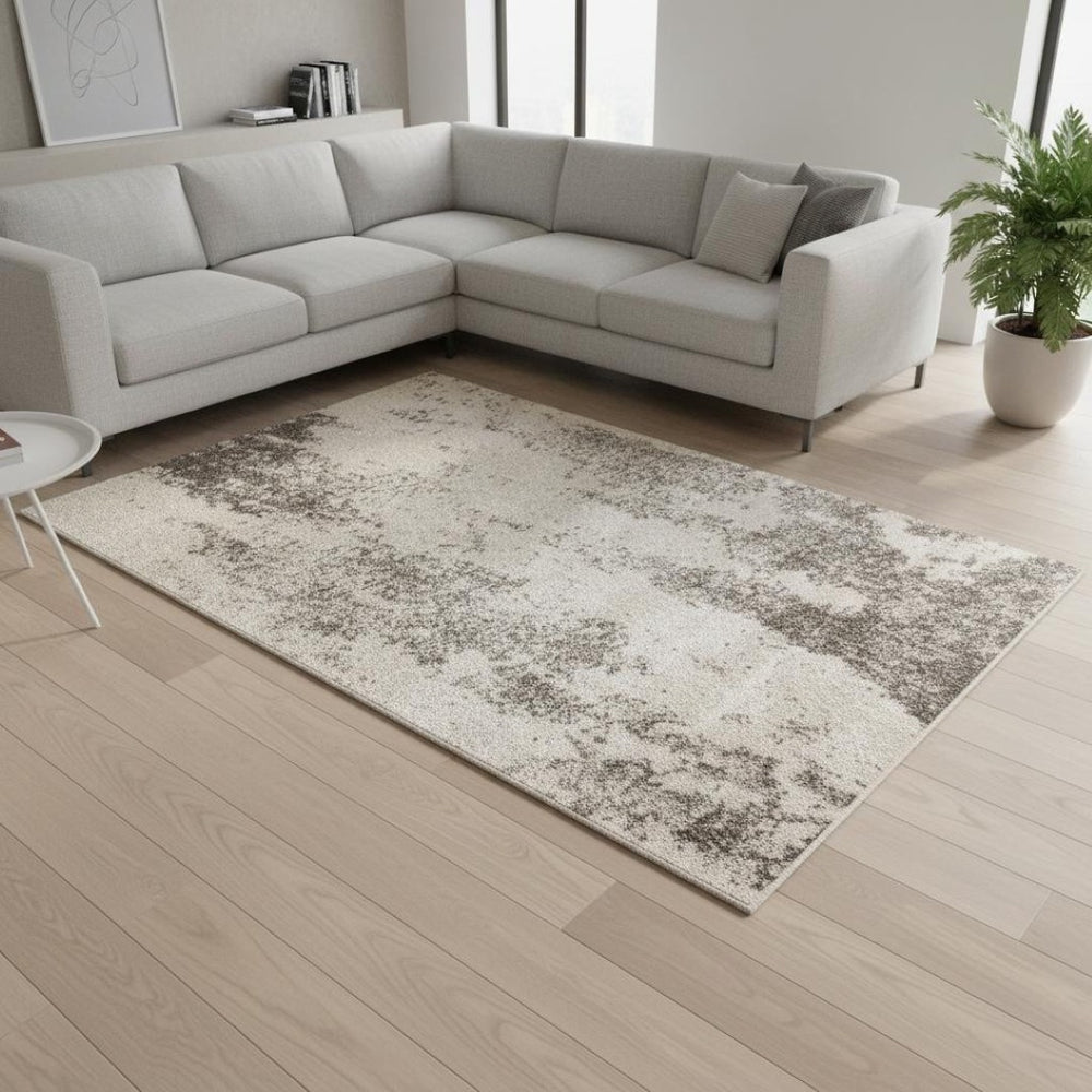 HomeRoots 8' Cream and Brown Abstract Area Rug – Stylish, Durable Design for Comfort in Any Living Space 8' X 11' 660049