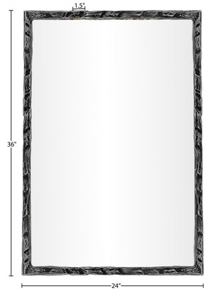 Meridian Furniture Hammer Forged Iron Wall Mirror Handcrafted Antique Frame for Entryway or Living Room Decor Black 24 inches 66004Black-M
