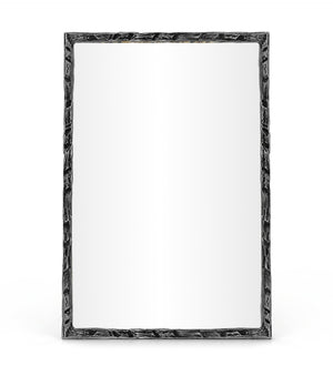 Meridian Furniture Hammer Forged Iron Wall Mirror Handcrafted Antique Frame for Entryway or Living Room Decor Black 24 inches 66004Black-M