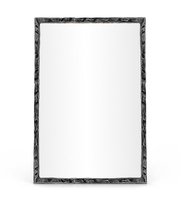 Meridian Furniture Hammer Forged Iron Wall Mirror Handcrafted Antique Frame for Entryway or Living Room Decor Black 24 inches 66004Black-M