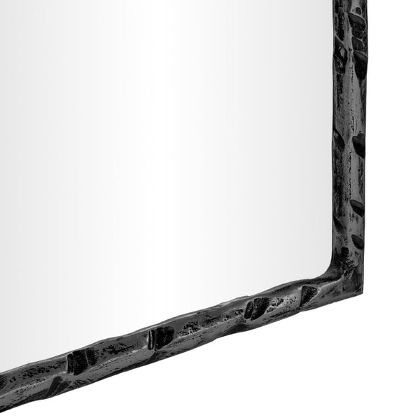 Meridian Furniture Hammer Forged Iron Wall Mirror Handcrafted Antique Frame for Entryway or Living Room Decor Black 24 inches 66004Black-M