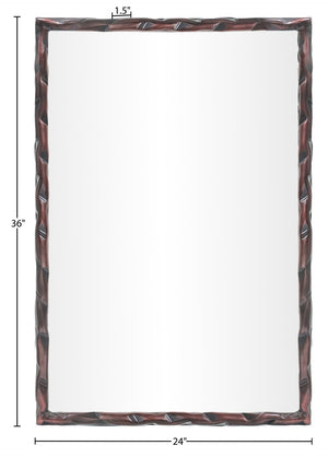 Meridian Furniture Hammer Forged Iron Wall Mirror Handcrafted Antique Frame for Entryway or Living Room Decor Brown 24 inches 66004Brown-M