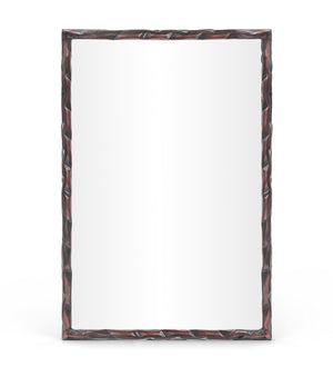 Meridian Furniture Hammer Forged Iron Wall Mirror Handcrafted Antique Frame for Entryway or Living Room Decor Brown 24 inches 66004Brown-M
